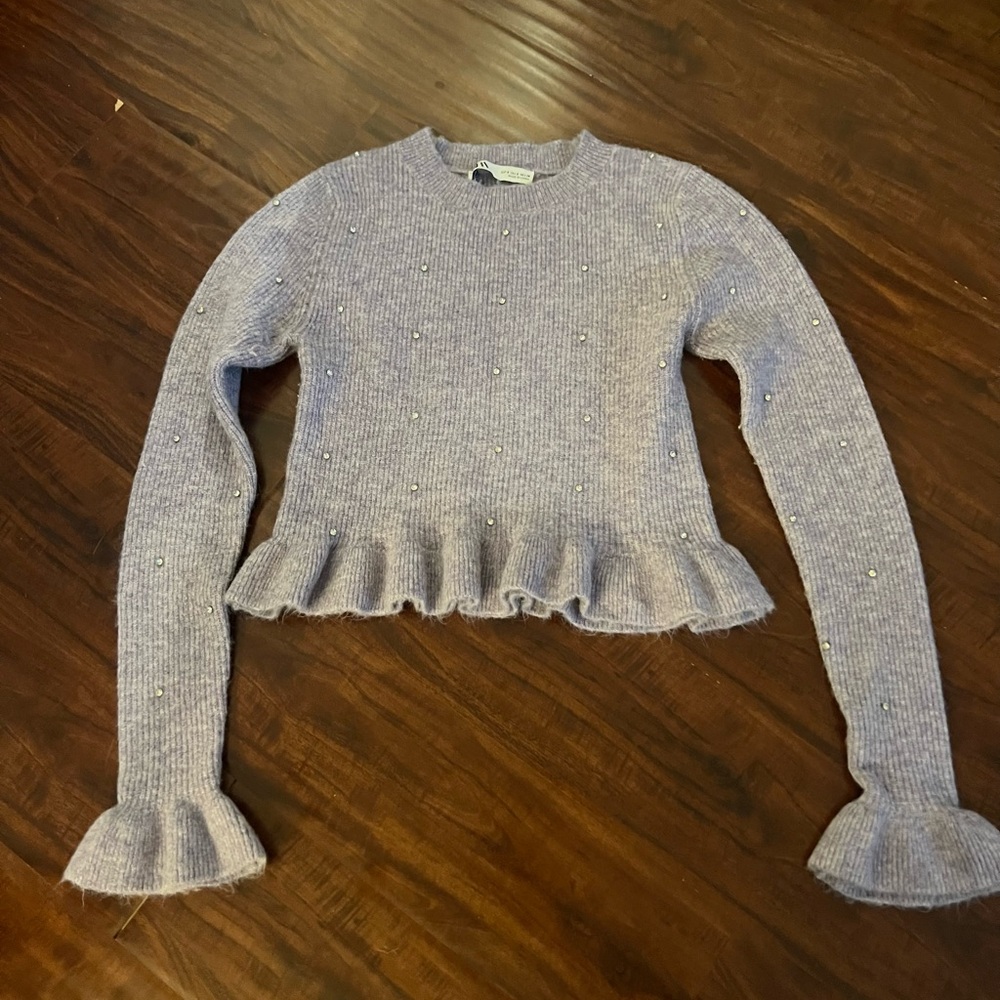 Zara cropped sweater with gem stone details